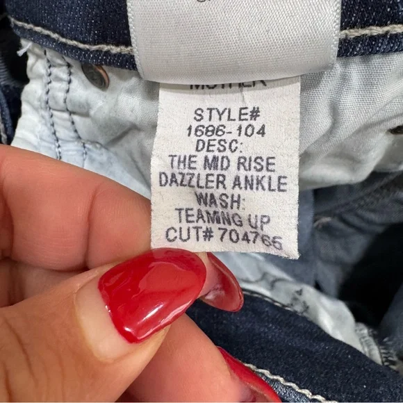 Mother Mid Rise Dazzler Ankle Straight Leg Wash Teaming Up Size 27 $248 - Picture 11 of 11